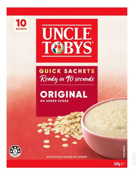 Bột yến mạch của Úc Uncle Tobys Oats Quick Sachets Original 340g