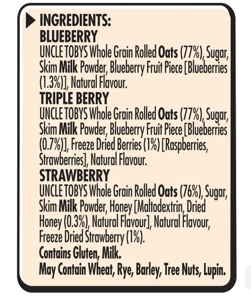 Yến mạch ăn liền Uncle Tobys Oats Sachets Berry Variety 10 pack