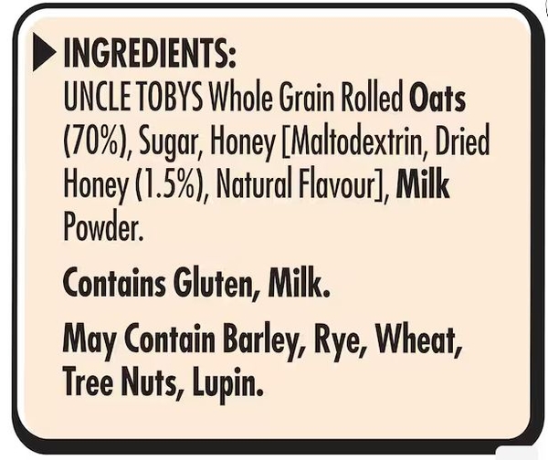 Yến mạch ăn liền Uncle Tobys Oats Sachets Creamy Honey 10 pack