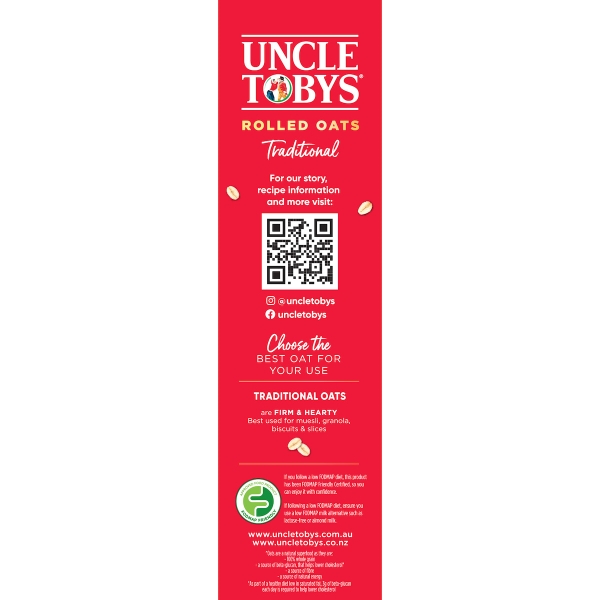 Yến mạch ăn liền cán dẹp Uncle Tobys Traditonal Rolled Oats