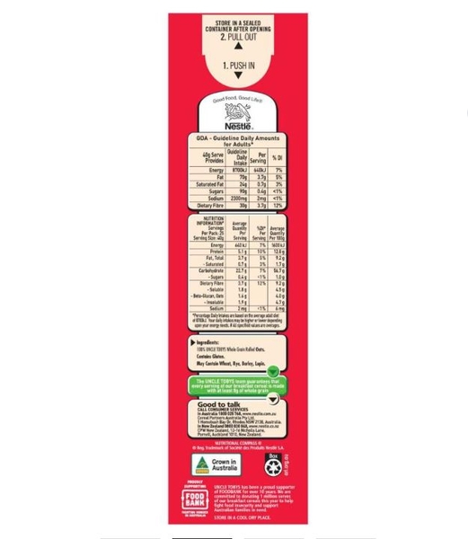 Yến mạch Uncle Tobys Porridge Oats Original