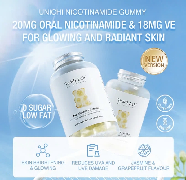 Kẹo dẻo dưỡng da Unichi Teddy Lab Nicotinamide Gummy 60 viên