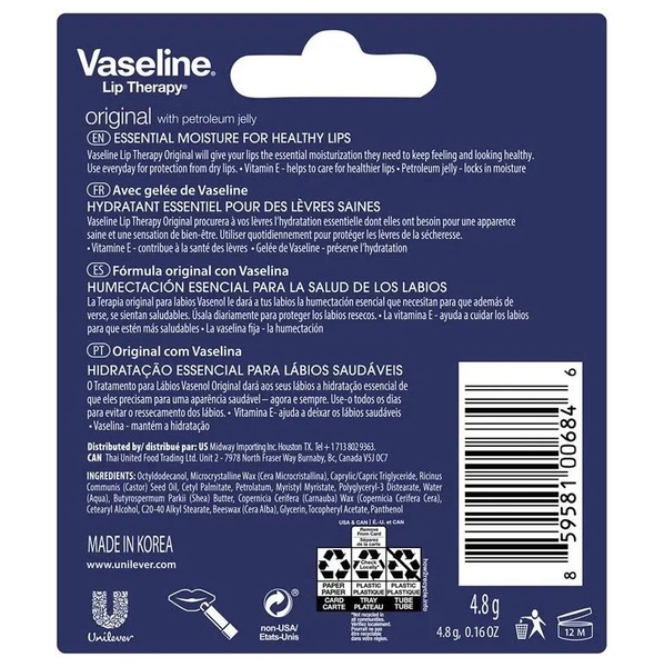 Son dưỡng môi Vaseline Lip Balm Original