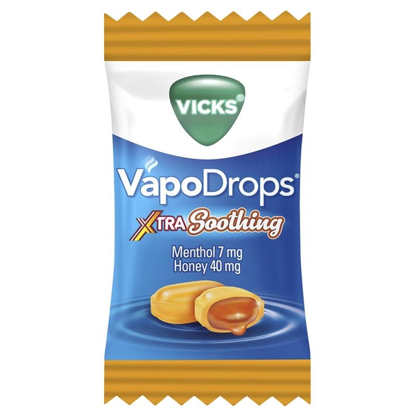 Kẹo ngậm ho vị mật ong Vicks VapoDrops Xtra Soothing