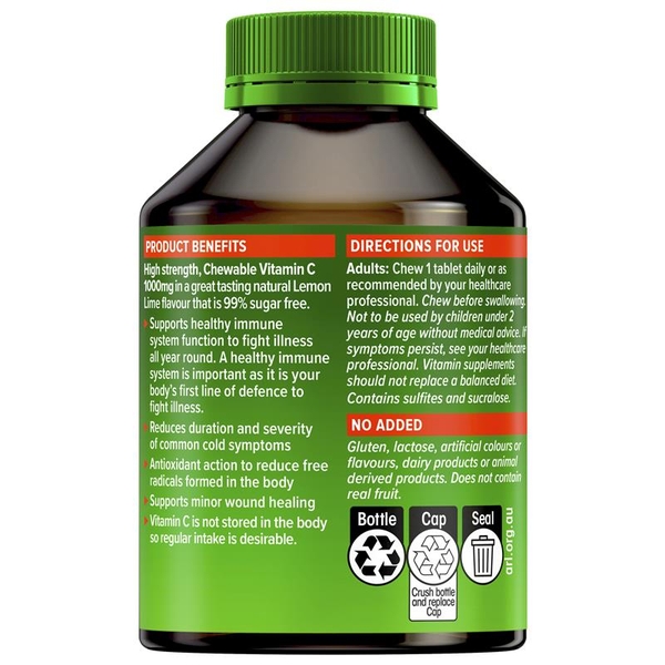 Viên nhai bổ sung Vitamin C vị chanh Cenovis Chewable 1000mg Lemon Lime
