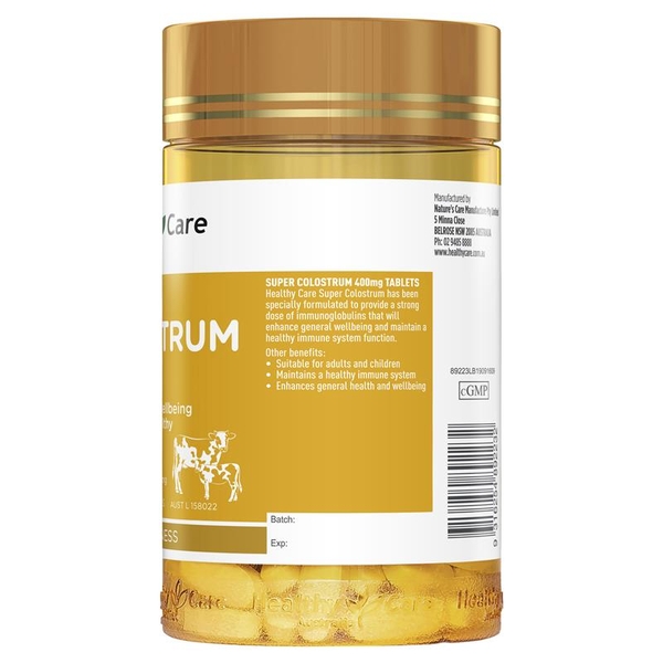 Sữa non Úc dạng viên Healthy Care Super Colostrum 400mg 200 viên