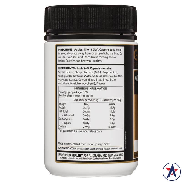 Viên nhau thai cừu Go Healthy Sheep Placenta 20000mg 100 viên