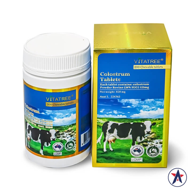 Viên sữa bò non Vitatree Colostrum 820mg 200 viên nhai [Pre-order]