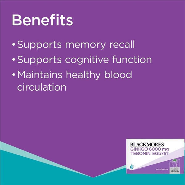 Viên uống bổ não Blackmores Ginkgo 6000mg 30 viên