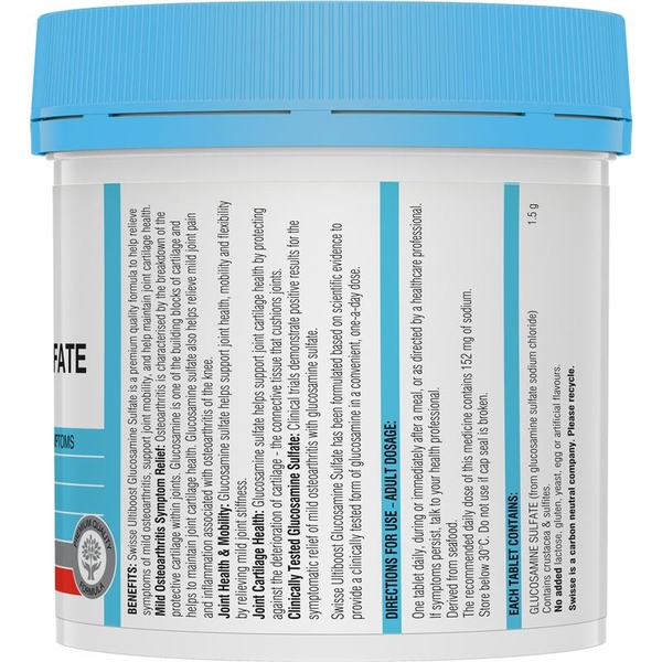 Swisse Ultiboost Glucosamine Sulfate 1500mg Joint Health 180 viên