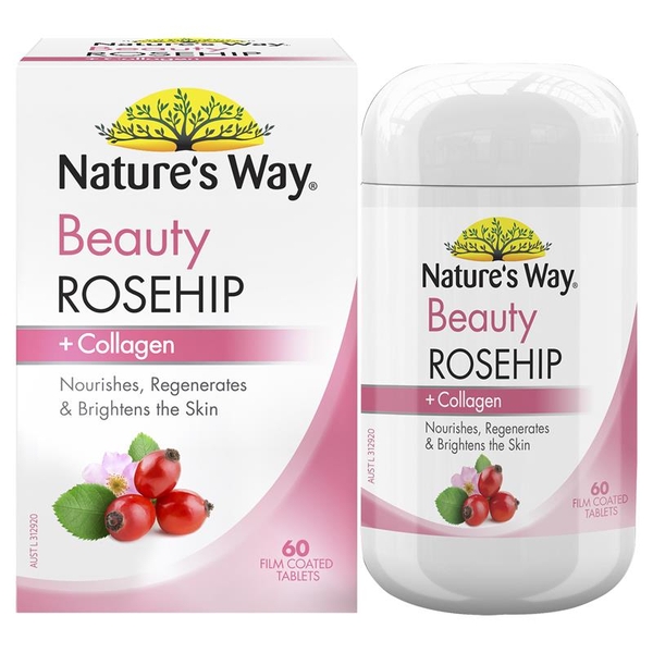 Viên uống trắng da Nature's Way Beauty Rosehip & Collagen 60 viên | Chất lượng đảm bảo từ Úc