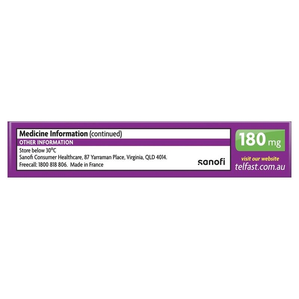Viên uống giảm dị ứng Telfast Hayfever Allergy Relief 180mg Non-Drowsy