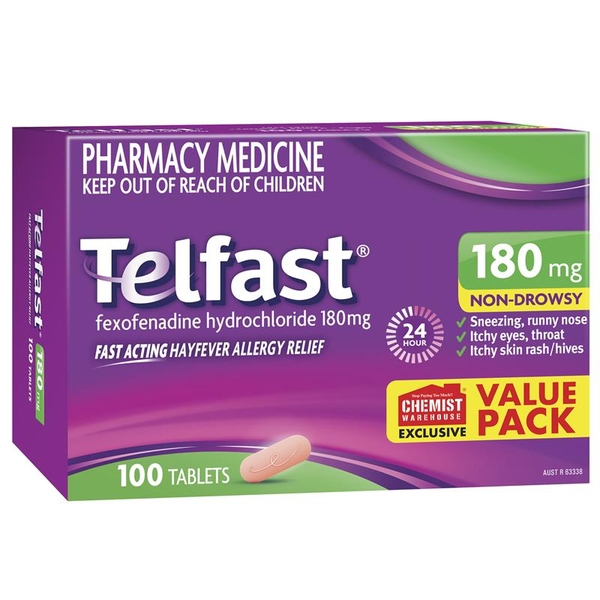 Viên uống giảm dị ứng Telfast Hayfever Allergy Relief 180mg Non-Drowsy