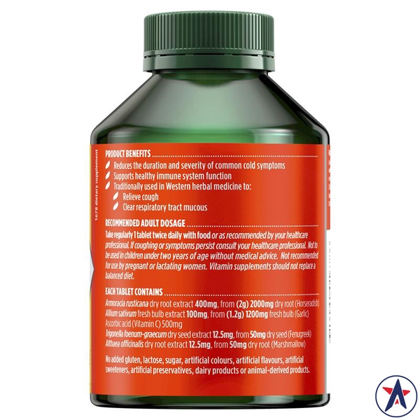 Viên uống hỗ trợ miễn dịch Nature's Own Triple Strength Garlic + Vitamin C + Horseradish 200 viên