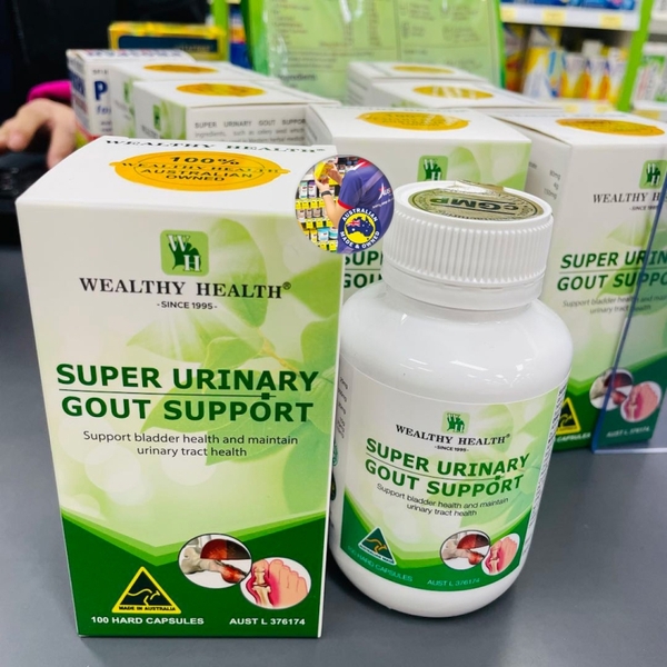Viên uống hỗ trợ điều trị Gout Wealthy Health Super Urinary Gout Support của Úc 100 viên