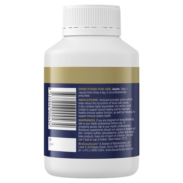 Viên uống lysine giảm vết loét lạnh BioCeuticals ViroGuard 60 viên