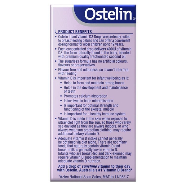 Ostelin Infant Vitamin D3 Drops 2.4ml cho trẻ sơ sinh