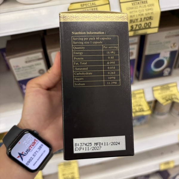 Viên uống nhau thai cừu Vitatree Maxi Sheep Placenta 80000 Max 60 viên