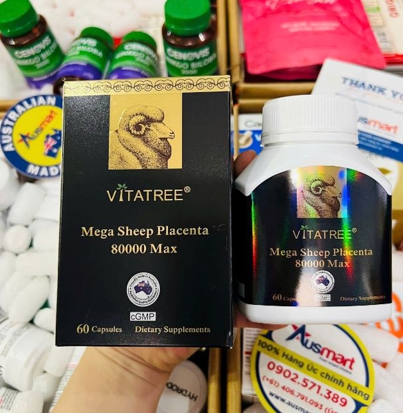 Viên uống nhau thai cừu Vitatree Maxi Sheep Placenta 80000 Max 60 viên
