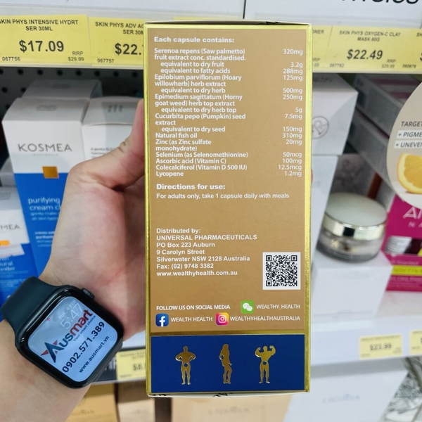 Viên uống hỗ trợ tuyến tiền liệt Wealthy Health Prosta Strong 1 Enhance Plus 60 viên