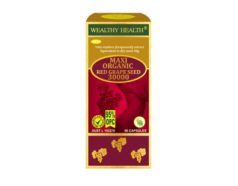 Viên uống chiết xuất hạt nho Wealthy Health Maxi Organic Red Grape Seed 30000mg 95%OPC