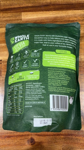 Đường ăn kiêng hữu cơ Whole Earth with Organic Stevia