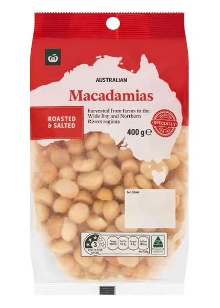 Hạt mắc ca rang muối Woolworths Macadamias Roasted & Salted