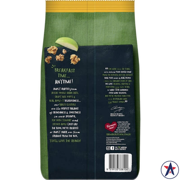Yến mạch ăn sáng Carman's Aussie Oat Clusters Apple Crunch 800g