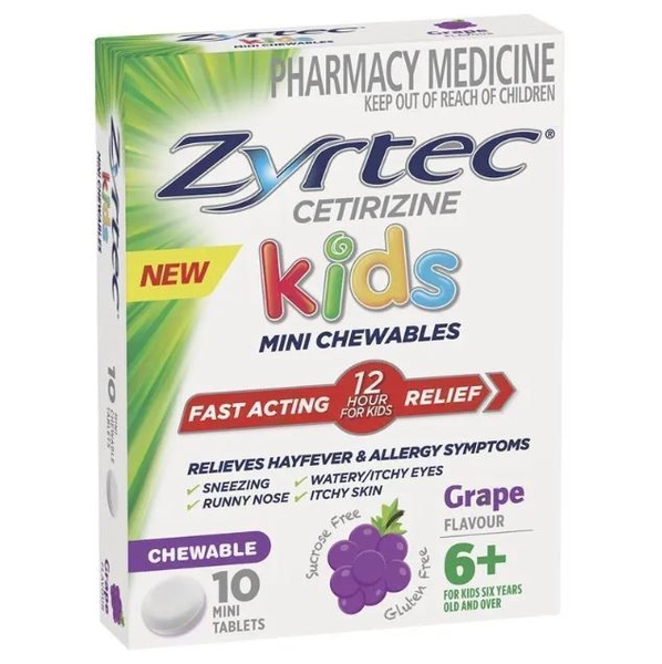 Thuốc dị ứng cho bé Zyrtec Kids Relieves Hayfever & Allergy Symptoms Chewable