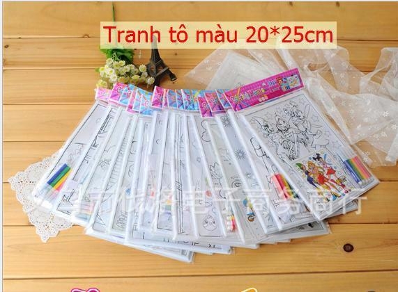 Tranh tô màu nhựa , kèm bút lông màu - giá sỉ Tranh Tô Màu Nhựa , Kèm Bút Lông Màu - Giá Sỉ