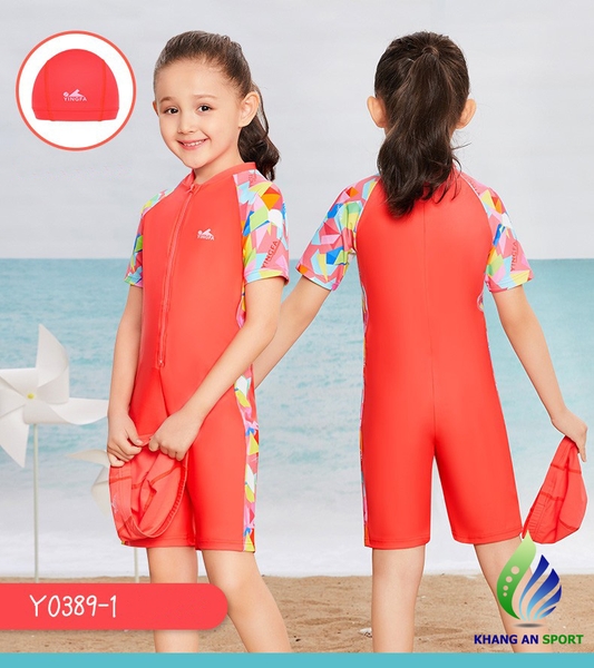 Áo bơi bé gái 20-40kg YingFa Y0389 ( (Kèm mũ bơi vải)