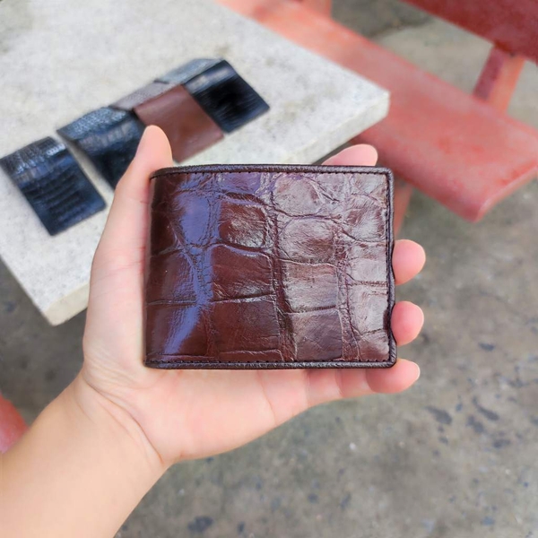 Ví cá sấu MINI 2 mặt da bụng mềm và bền. Size 10.5*8.5 cm gọn nhẹ