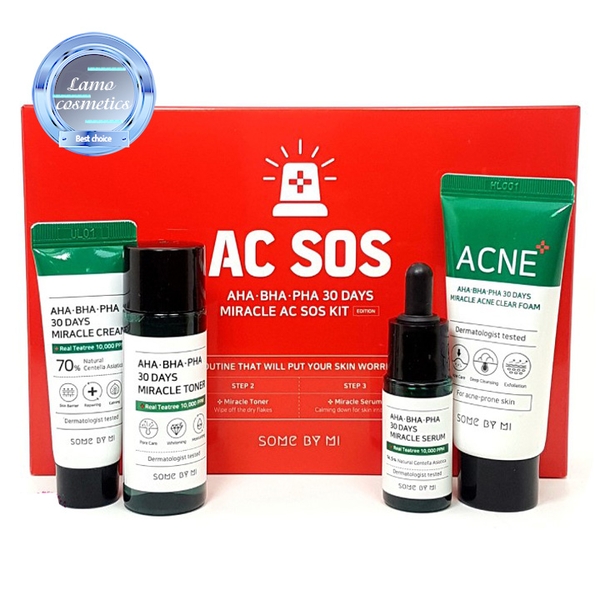 Set 4 Món Trị Mụn Some By Mi AC SOS AHA-BHA-PHA 30 Days Miracle