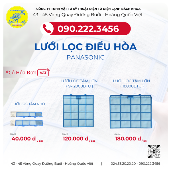 Lưới Lọc Điều Hòa Panasonic Chính Hãng – Bảo Vệ Sức Khỏe Gia Đình và Tối Ưu Hiệu Suất Máy Lạnh Cùng Điện Lạnh Bách Khoa