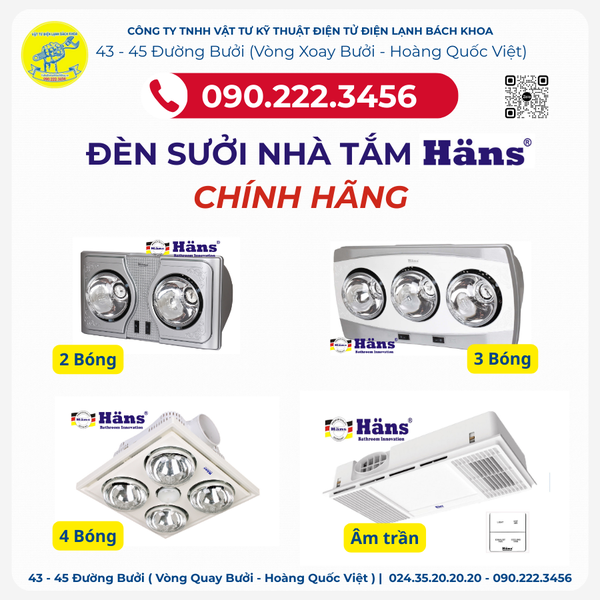 Đèn sưởi nhà tắm Hans chính hãng các loại