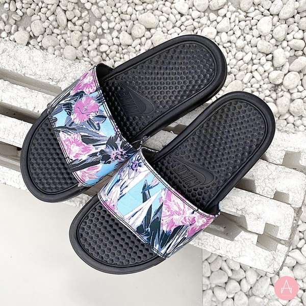 [618919-026] W NIKE BENASSI JDI FLORAL BLUE PINK