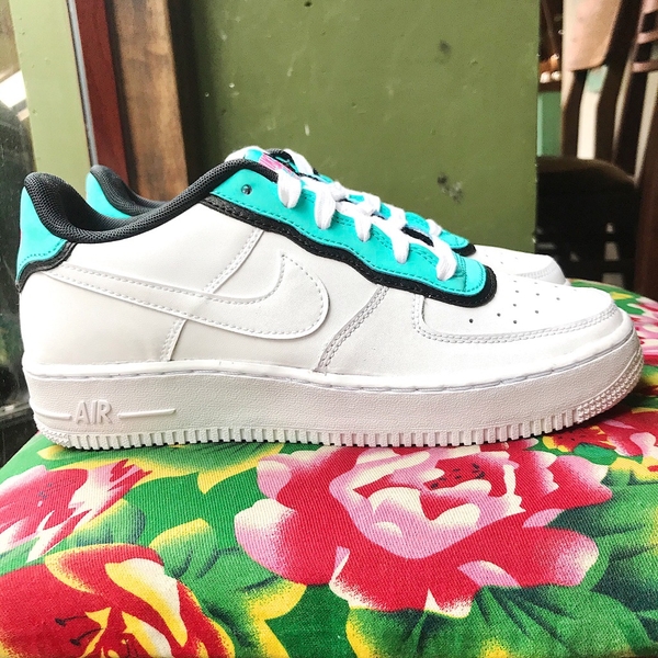 [BV1084-100] K NIKE AIR FORCE 1 DOUBLE-CITY GEAR WHITE LIGHT AQUA