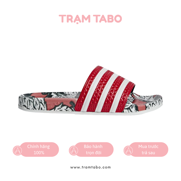 [D96683] W ADIDAS X FARM TROPICAL ADILETTE RED