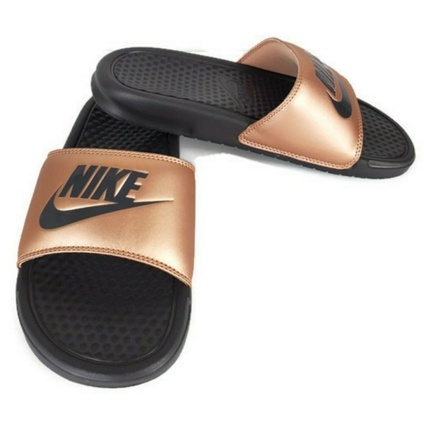 [343881-900] W NIKE BENASSI JDI BLACK BRONZE GOLD