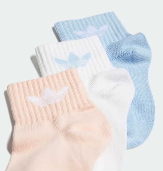 [H32444] K ADIDAS MID-ANKLE SOCKS 3 PAIRS