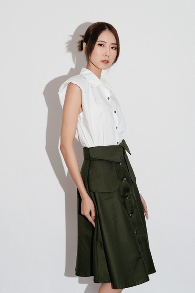 Neck midi Skirt - Green