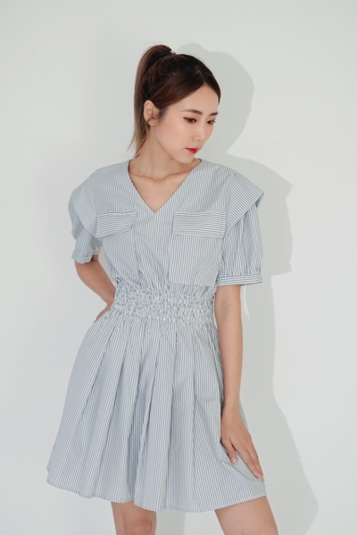 Leaf dress - Striped Grey