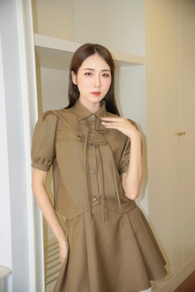 Lacy mini skirt - Brown