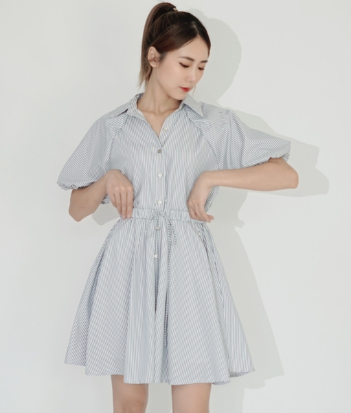 Kera Shirt Dress - Striped Grey