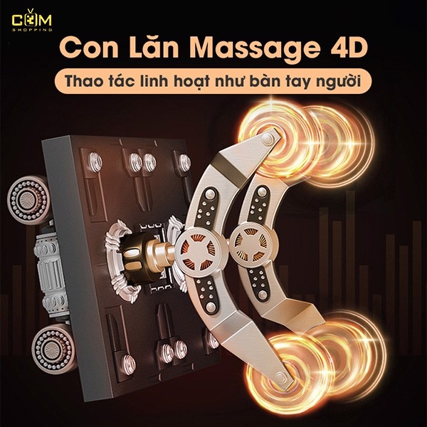 Công nghệ 4d được cải tiến trên con lăn ghế massage