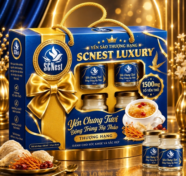 SCNEST LUXURY - YẾN SÀO ĐÔNG TRÙNG HẠ THẢO 1500MG YẾN TINH CHẾ