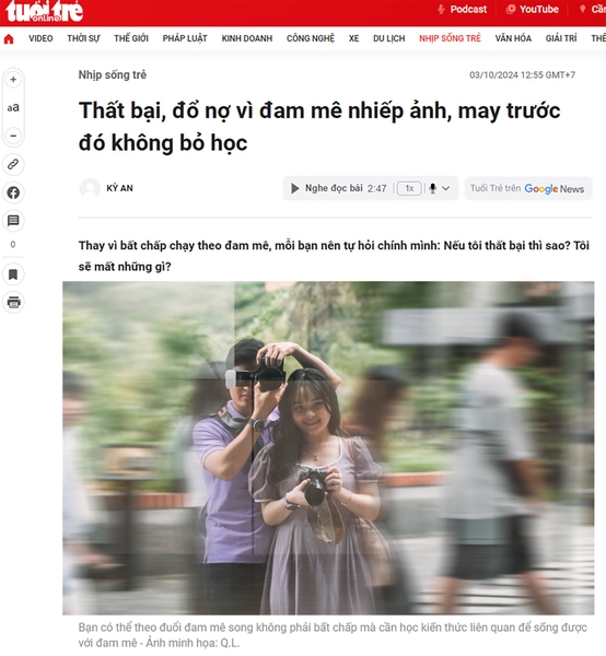 Bỏ học, theo đuổi đam mê nhiếp ảnh - có nên không?