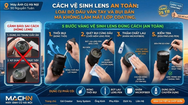 Cách Vệ Sinh Lens An Toàn: Loại Bỏ Dấu Vân Tay Và Bụi Bẩn Mà Không Làm Mất Lớp Coating.