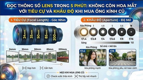 Đọc Thông Số Lens Trong 5 Phút: Không Còn Hoa Mắt Với Tiêu Cự Và Khẩu Độ Khi Mua Ống Kính Cũ.