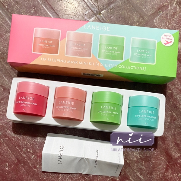 Set 4 mặt nạ ngủ môi mini Laneige Lip Sleeping Mask Kit